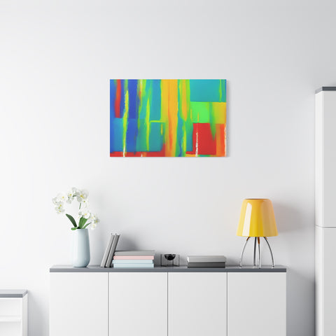 Abstract Rainbow Blocks Matte Canvas Print