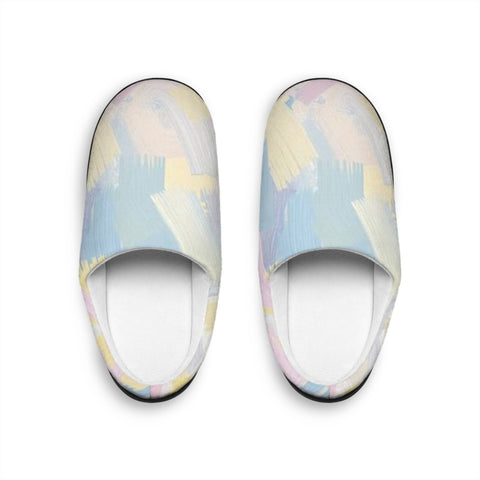 Pastel Brushstroke Women's Indoor Slippers — Soft Cozy House Shoes