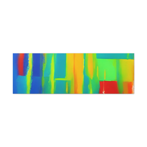 Abstract Rainbow Blocks Matte Canvas Print