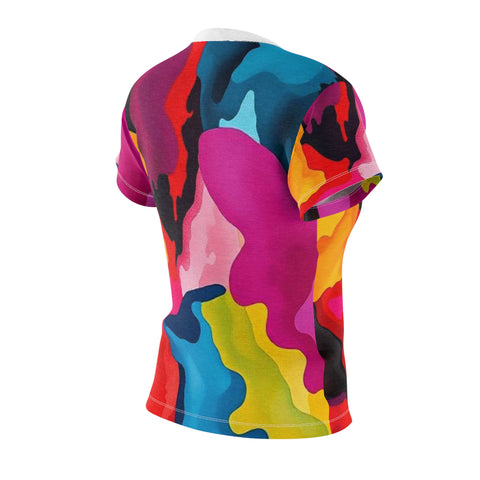 Abstract Color Splash Women's Tee — Vibrant All-Over Print
