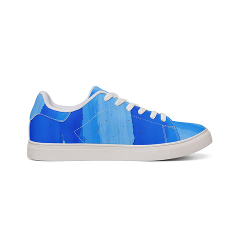 Blue Gradient Leather Sneakers — Men's Low-Top Casual Trainers