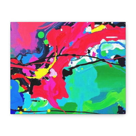 Abstract Neon Splash Matte Canvas Print — Vibrant Colorful Stretched Wall Art