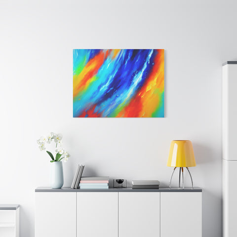 Abstract Rainbow Wave Matte Canvas Print — Vibrant Stretched Wall Art