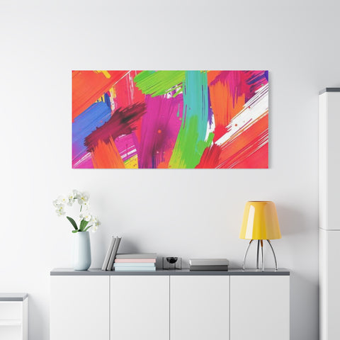 Abstract Rainbow Brushstrokes Matte Canvas Wall Art — Vibrant Stretched 1.25"