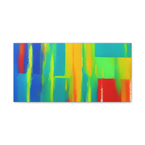 Abstract Rainbow Blocks Matte Canvas Print