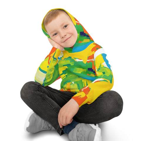 Kids Abstract Paint Splash Hoodie — Bright Colorful All-Over Print