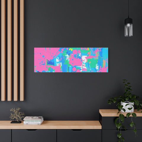 Neon Splash Abstract Canvas Print – Bright Pink & Aqua Modern Wall Art