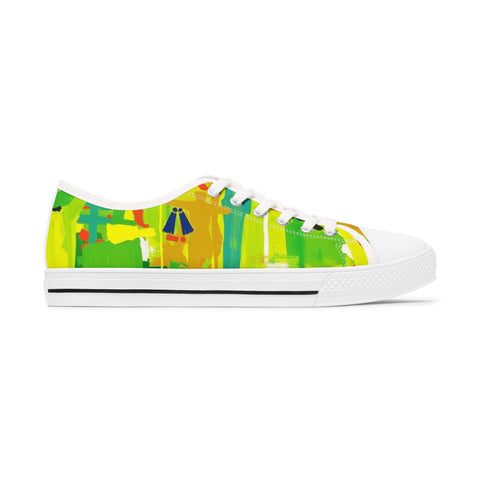 Women's Low Top Sneakers — Vibrant Tropical Abstract Print