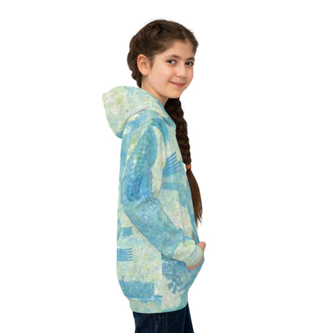 Kids Hoodie - Blue Watercolor Camo All-Over Print