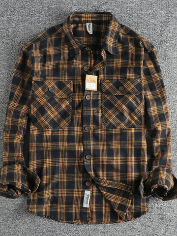 Men's Plus Size Plaid Button Down Shirt