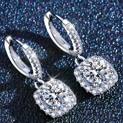 1 Carat Moissanite 925 Sterling Silver Drop Earrings