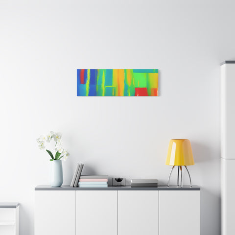 Abstract Rainbow Blocks Matte Canvas Print
