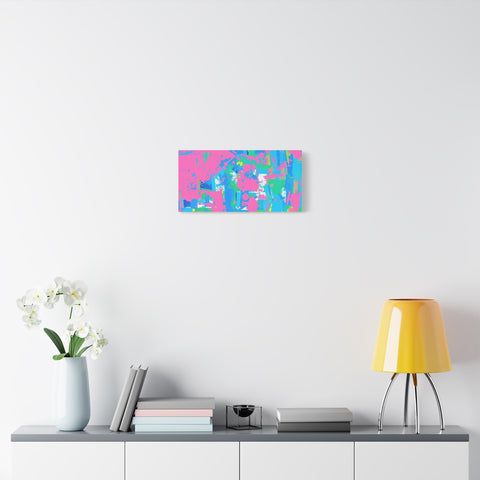 Neon Splash Abstract Canvas Print – Bright Pink & Aqua Modern Wall Art