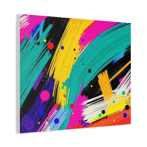 Abstract Neon Brushstroke Canvas Print — Colorful Modern Wall Art