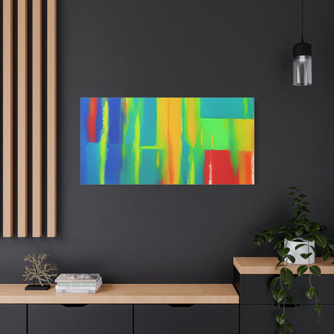Abstract Rainbow Blocks Matte Canvas Print