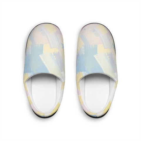 Pastel Brushstroke Women's Indoor Slippers — Soft Cozy Home Shoes