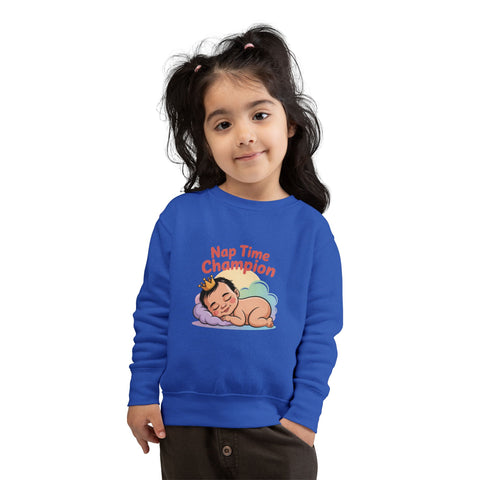 Nap Time Champion Toddler Sweatshirt — Cute Sleeping Baby Graphic