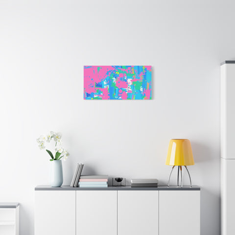 Neon Splash Abstract Canvas Print – Bright Pink & Aqua Modern Wall Art