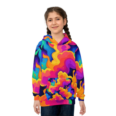 Kids' Psychedelic Cloud Hoodie – Colorful All-Over Print