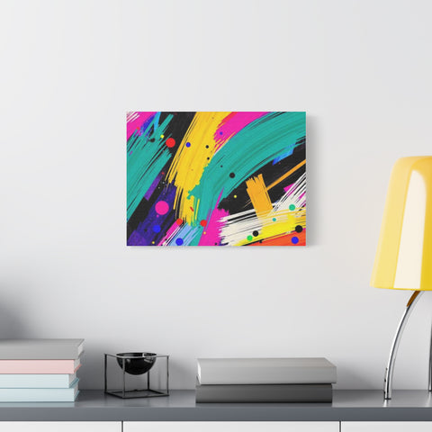 Abstract Neon Brushstroke Canvas Print — Colorful Modern Wall Art