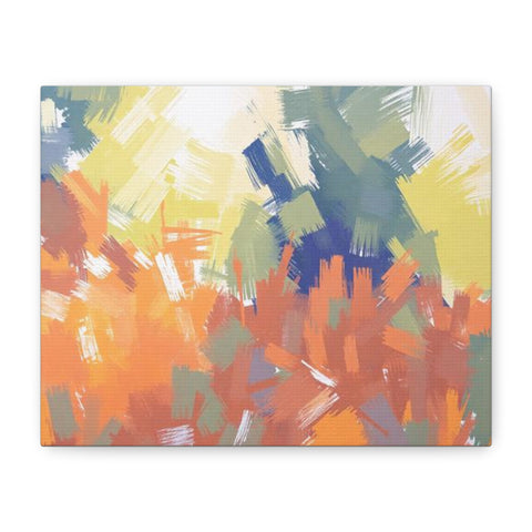 Abstract Colorful Brushstroke Matte Canvas Wall Art – Vibrant Orange & Green Stretched Print