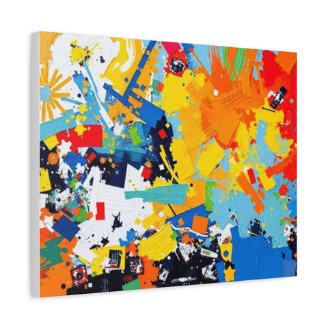 Abstract Splash Colorful Matte Canvas Wall Art – Vibrant Modern Stretched Print