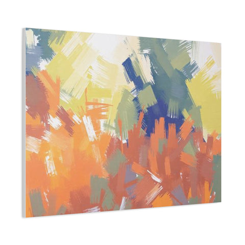 Abstract Colorful Brushstroke Matte Canvas Wall Art – Vibrant Orange & Green Stretched Print