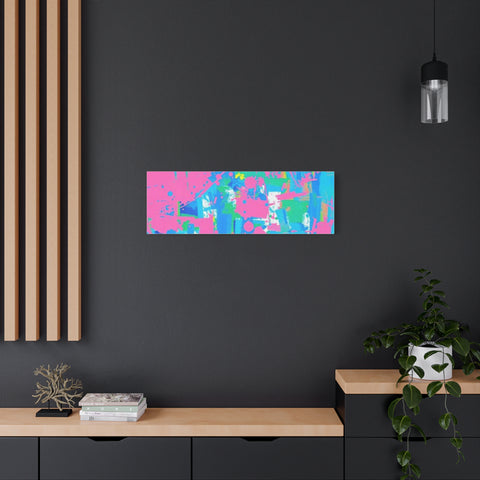 Neon Splash Abstract Canvas Print – Bright Pink & Aqua Modern Wall Art
