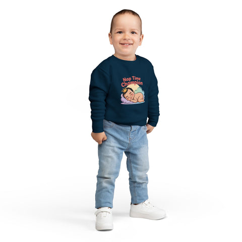 Nap Time Champion Toddler Sweatshirt — Cute Sleeping Baby Graphic
