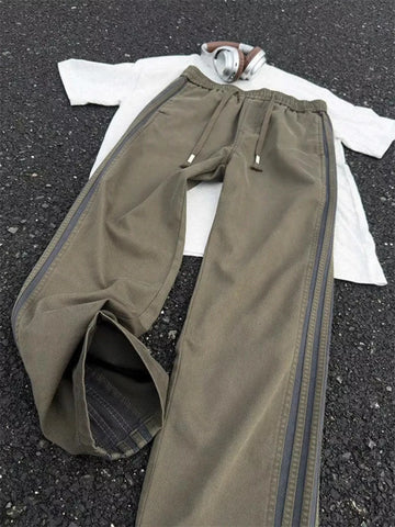 Men's Plus Size Casual Striped Wide-Leg Pants