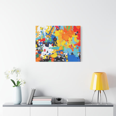 Abstract Splash Colorful Matte Canvas Wall Art – Vibrant Modern Stretched Print