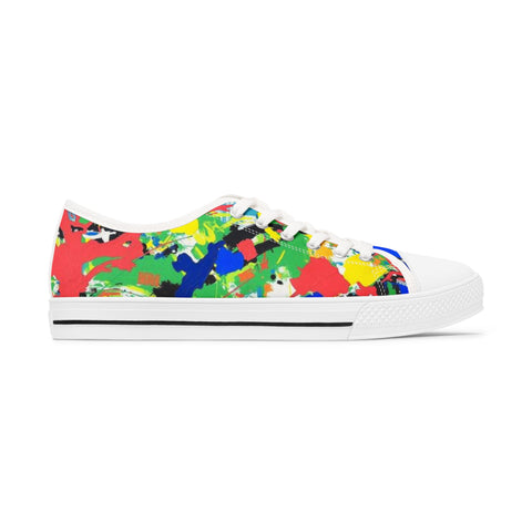 Color Splash Low Top Sneakers — Vibrant Abstract Women's Canvas Shoes