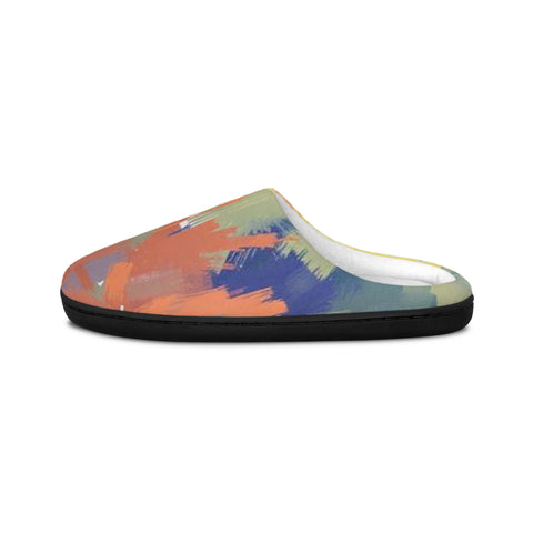 Abstract Brushstroke Women's Indoor Slippers — Colorful Cozy House Shoes