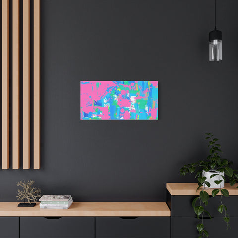 Neon Splash Abstract Canvas Print – Bright Pink & Aqua Modern Wall Art