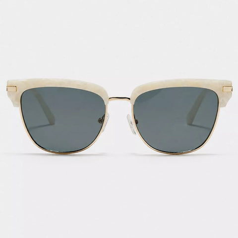 Classic Clubmaster Style Sunglasses with Gold Accents