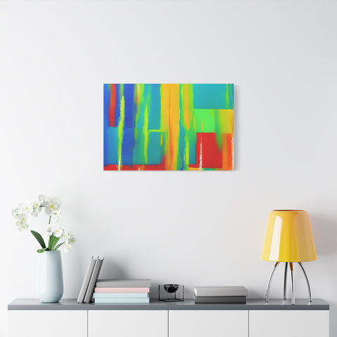 Abstract Rainbow Blocks Matte Canvas Print