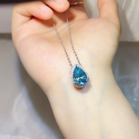 5 Carat 925 Sterling Silver Moissanite Pendant Necklace