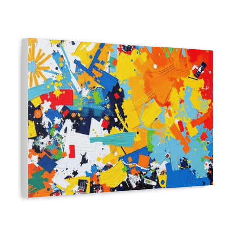 Abstract Splash Colorful Matte Canvas Wall Art – Vibrant Modern Stretched Print