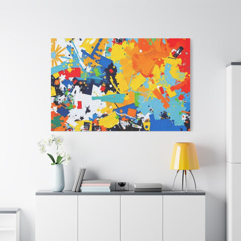 Abstract Splash Colorful Matte Canvas Wall Art – Vibrant Modern Stretched Print