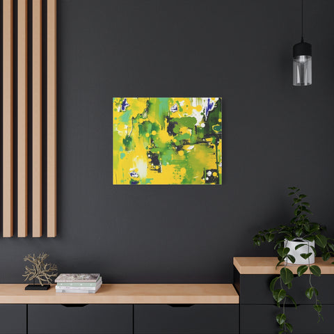 Abstract Green & Yellow Matte Canvas Print – Vibrant Modern Wall Art