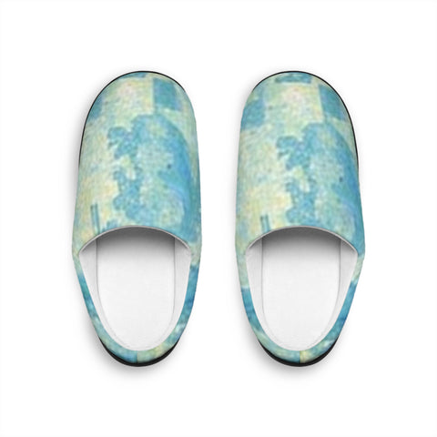 Men's Blue Abstract Watercolor Indoor Slippers