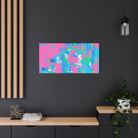 Neon Splash Abstract Canvas Print – Bright Pink & Aqua Modern Wall Art