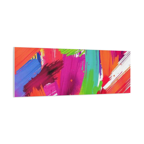 Abstract Rainbow Brushstrokes Matte Canvas Wall Art — Vibrant Stretched 1.25"