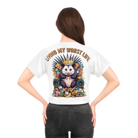 Living My Worst Life Crop Tee — Funny Panda Throne Graphic