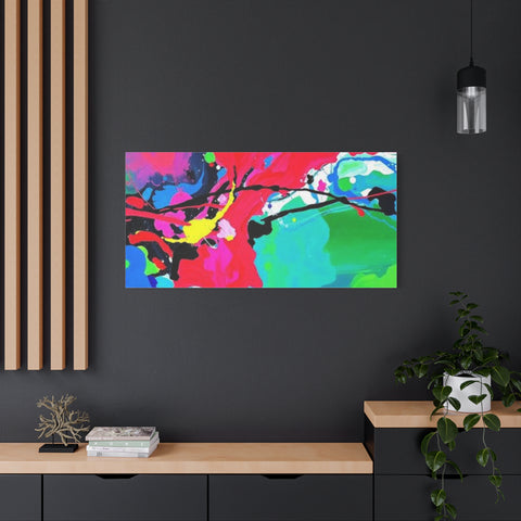 Abstract Neon Splash Matte Canvas Print — Vibrant Colorful Stretched Wall Art