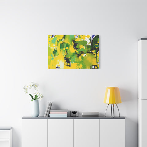 Abstract Green & Yellow Matte Canvas Print – Vibrant Modern Wall Art