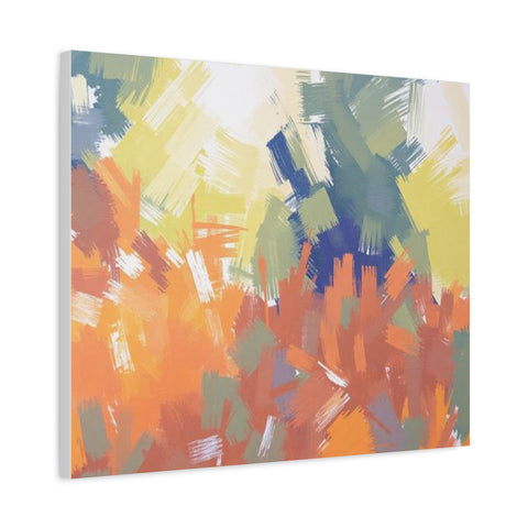 Abstract Colorful Brushstroke Matte Canvas Wall Art – Vibrant Orange & Green Stretched Print