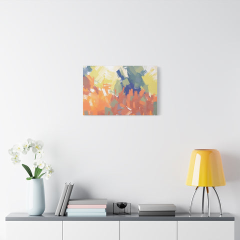 Abstract Colorful Brushstroke Matte Canvas Wall Art – Vibrant Orange & Green Stretched Print