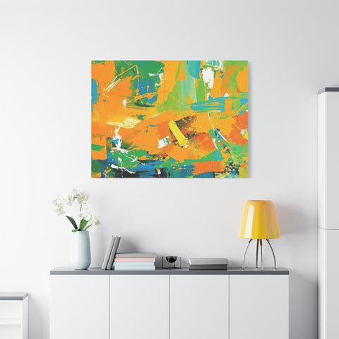 Abstract Orange & Green Canvas Art — Vibrant Modern Wall Decor