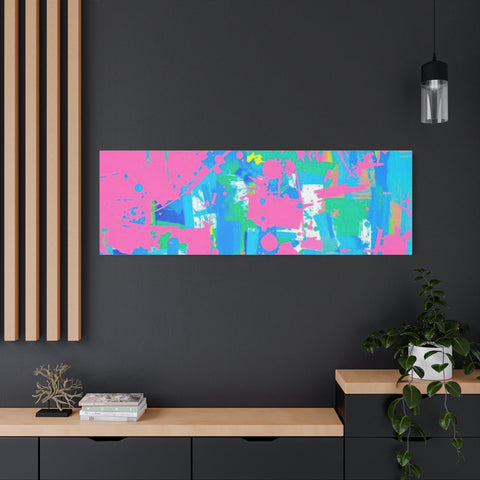 Neon Splash Abstract Canvas Print – Bright Pink & Aqua Modern Wall Art